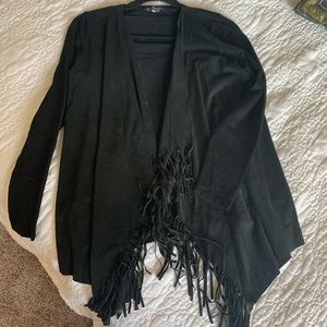 Black sweater with suede detail
